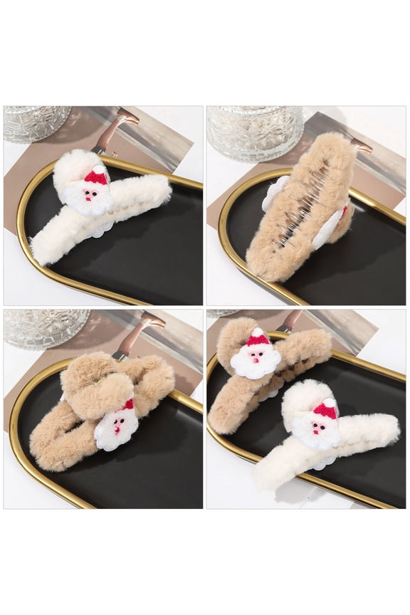 4pcs Cute Hair Clips Large Faux Fur Holds Hair Securely For Women Assorted Color For Winter Hairstyles