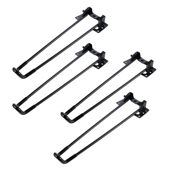 LOLIPPYY 4-Pack Black Double Rod Folding Metal Desk Legs Table Hardware Kit for Home Office Furniture Support