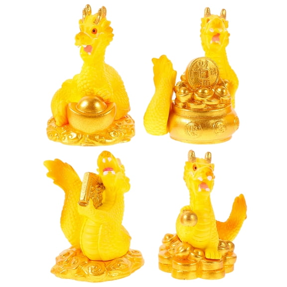 LOLIPPYY 4pcs Dragon Statue Decoration Zodiac Dragon Model Resin Craft Dragon Sculpture for Table Shelf
