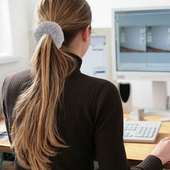 LOLIPPYY 4pcs Elastic Hair Scrunchies Fuzzy Hair Rings for Girls Various Occasions