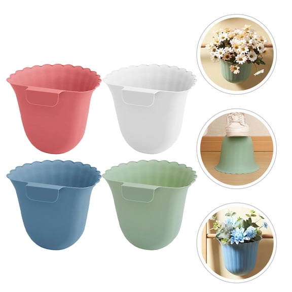 LOLIPPYY 4pcs Flower Shape Storage Basket with Assorted Color PP Hanging Household Users Kitchen Home Decoration