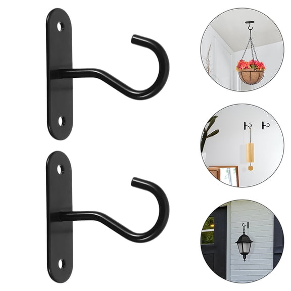 LOLIPPYY 4pcs Hanging Plants Hooks Iron Practical Ceiling Hooks Black Gardeners Choice