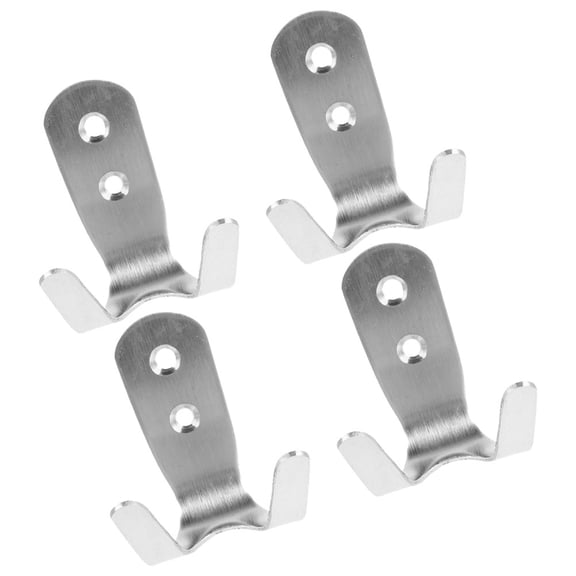LOLIPPYY 4pcs J Hooks for Hanging Dual Coat Hooks Silver with Heavy Duty Material