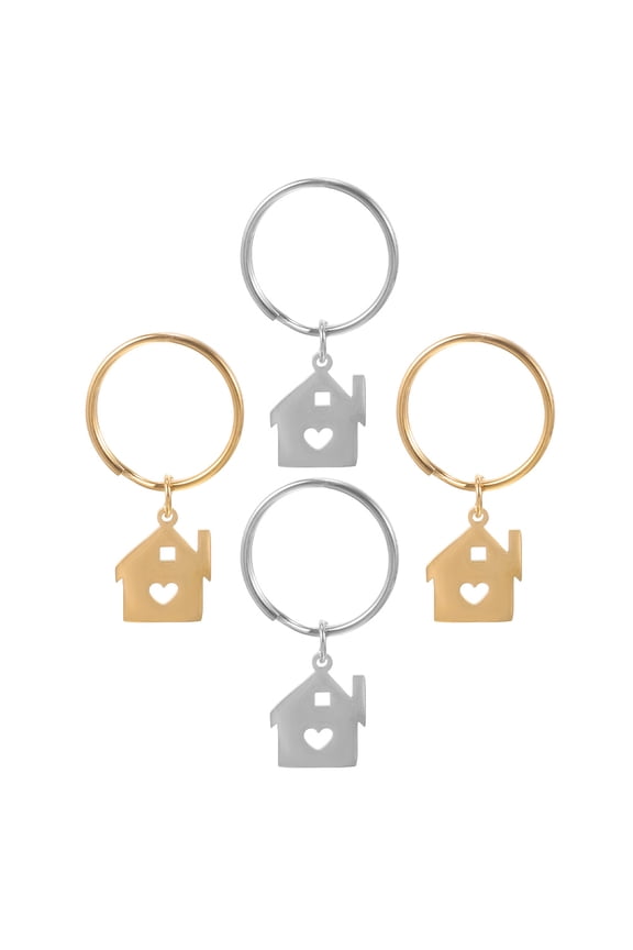 4pcs Keychains Decoration Stainless Steel Simple Attachment For Couples