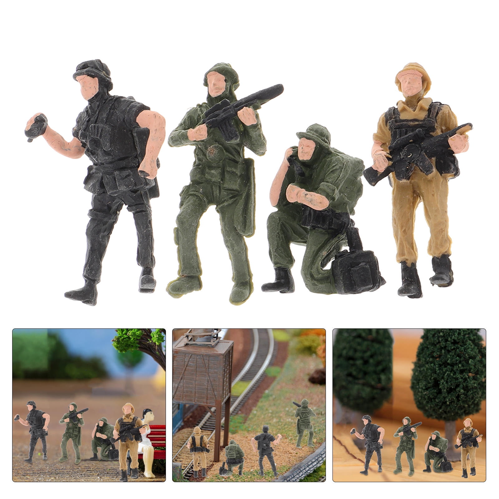 LOLIPPYY 4pcs Mini Army Figures Plastic Tabletop Miniatures Multi ...