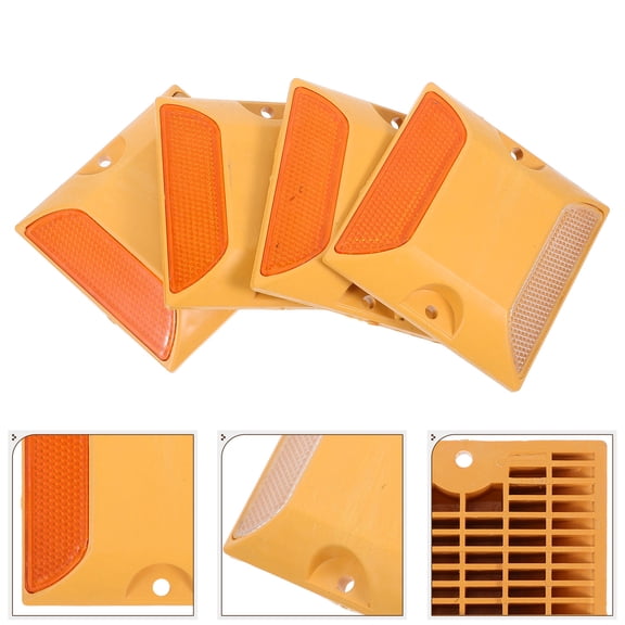 LOLIPPYY 4-Pack Yellow ABS Parking Reflectors for Enhanced Night Visibility and Safety, Conventional Design