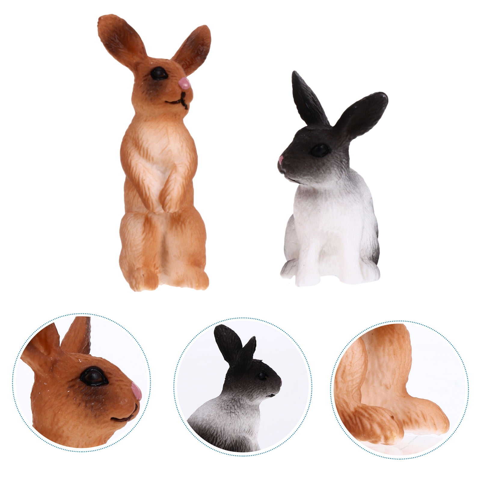 LOLIPPYY 4pcs Plastic Rabbit Models Realistic Miniature Rabbit Figurine ...