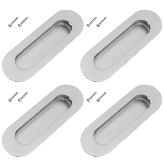 LOLIPPYY 4-Pack Stainless Steel Recessed Finger Pull Handles for Wardrobes Cabinets Home Use