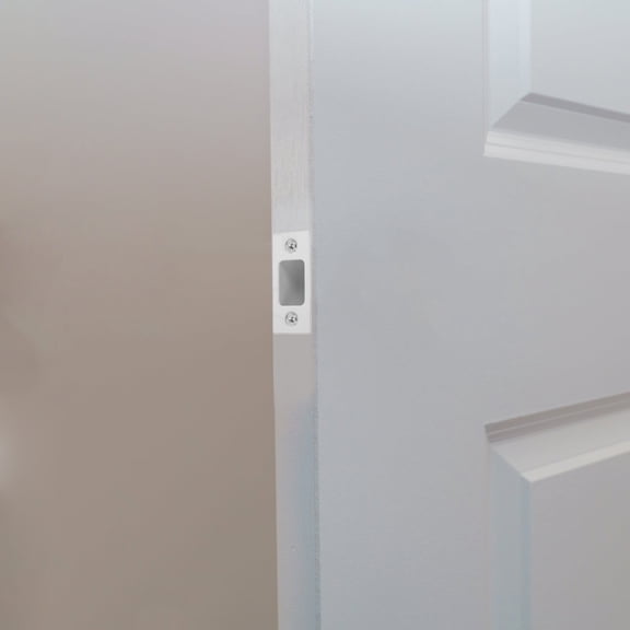 LOLIPPYY 4-Pack Stainless Steel Rectangular Door Strike Plates for Latch Alignment, Home Door Hardware