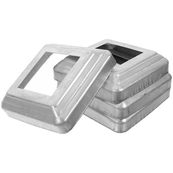 LOLIPPYY 4pcs Square Post Sleeve Skirt Metal Fence Post Caps Silver Steel for Balconies
