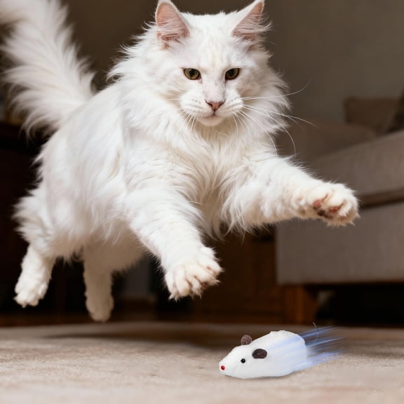 LOLIPPYY 4pcs Squeaking Mouse Cat Toy Wind Up Mice Toys Assorted Color Plastic for Cats