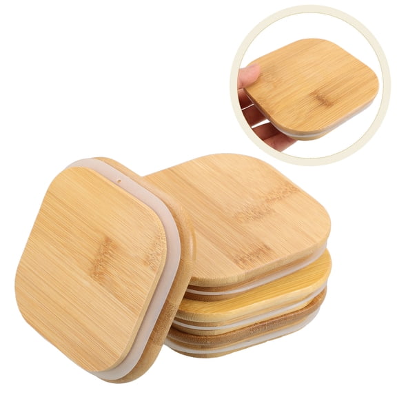 LOLIPPYY 4pcs Storage Jar With Bamboo Lids Airtight Seal Glass Containers For Home