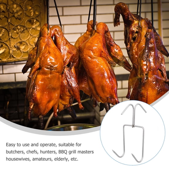 LOLIPPYY 4-Pack Heavy Duty Stainless Steel Meat Hooks for Grilling and Home Use, BBQ Tools