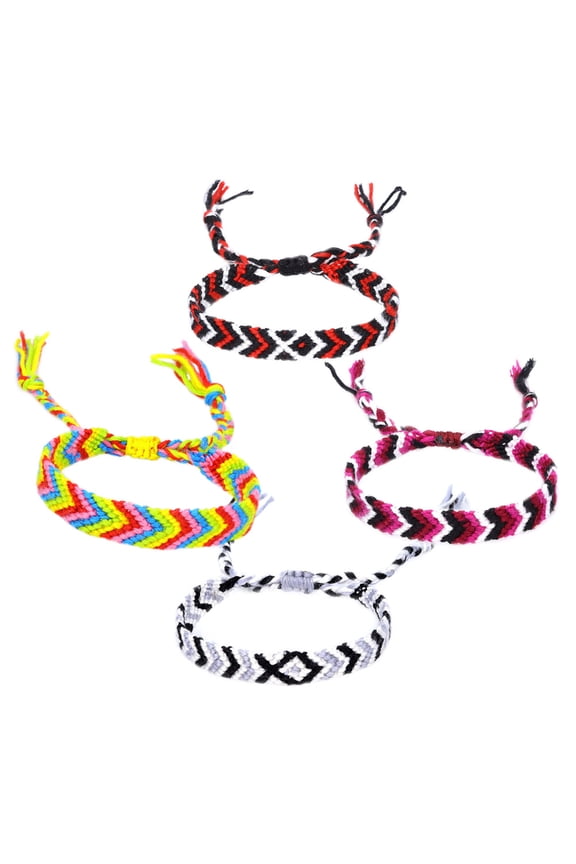 4pcs Woven Rope Bracelet Bohemian Ethnic Style Cotton Thread Travel Commemorative Unisex Bracelet