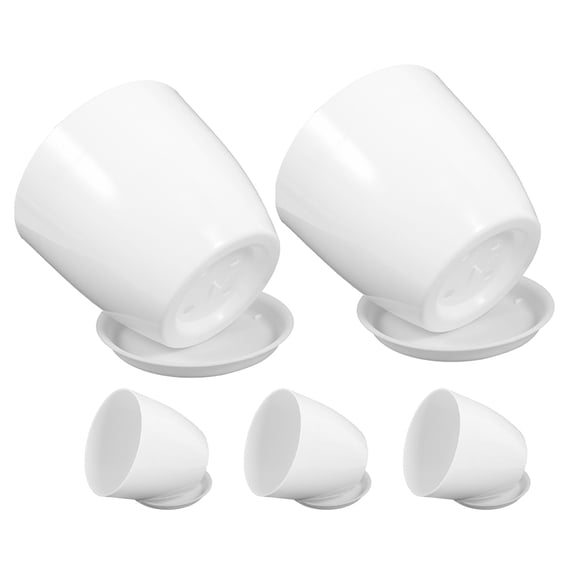 LOLIPPYY 5 Flowerpots Indoor Orchid Planters White PP with Drainage for Plant Lovers