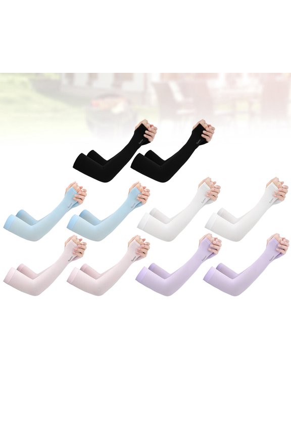 5 Pairs Arm Covers Nylon Cooling for Sun Protection in Black Blue White Pink for Outdoor Use