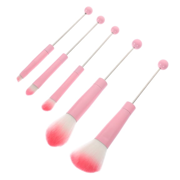 LOLIPPYY 5 Pcs Makeup Brushes for Blush Application with DIY Bead Design Pink