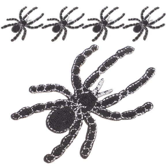 LOLIPPYY 5-Pack Black Spider Fabric Patches for Clothes Decoration, Spooky Patch Set for Gatherings and Costumes