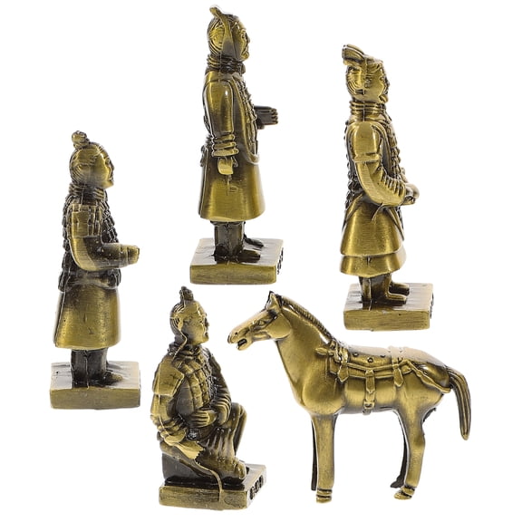 LOLIPPYY 5 Pieces Metal Terracotta Warriors Statue Decor Antique Office Decoration