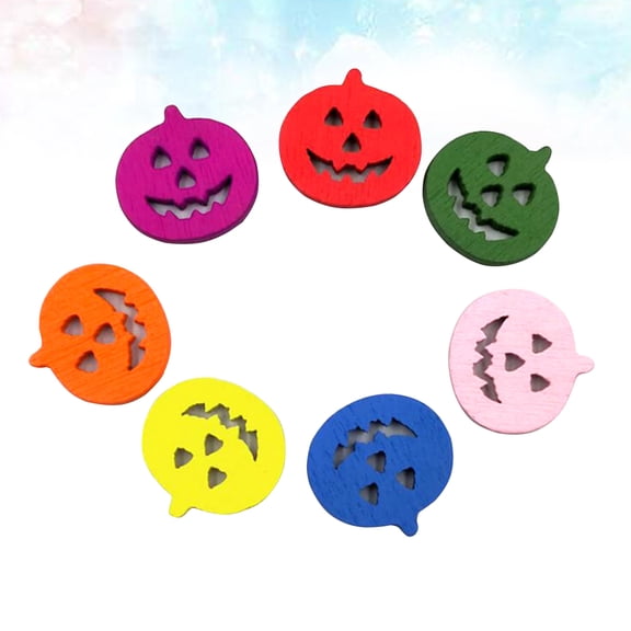LOLIPPYY 50 Pcs Wooden Pumpkin Buttons for Sewing, Season DIY Craft