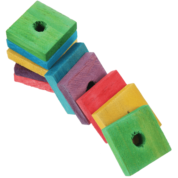 LOLIPPYY 50 Pieces Bird Toy Blocks Assorted Color Wood for Bird Owners