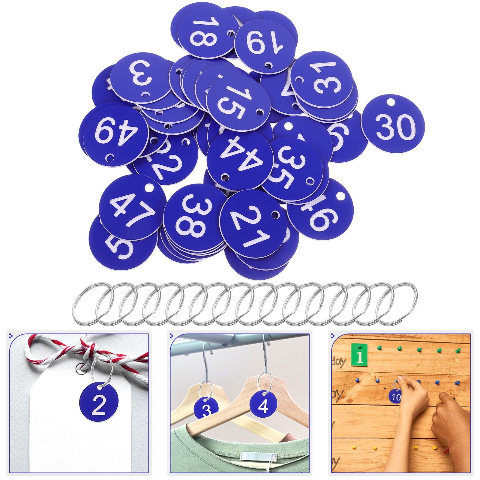 LOLIPPYY Tags for Labeling Number Tags Iron Blue 50 Sets Queuing Simple ...