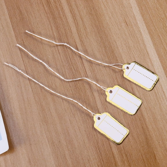 LOLIPPYY 500Pcs Elegant Golden Side Hanging Jewelry Price Tags for Earrings and Necklaces