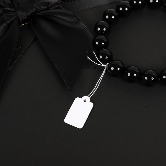 LOLIPPYY 500Pcs Hanging Tags with Strings Handmade White Paper Tags for Wedding Favor Decoration