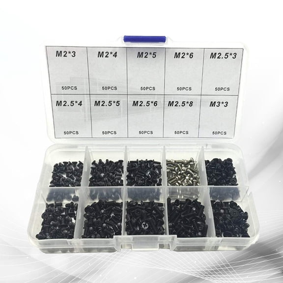 LOLIPPYY 500Pcs Laptop Screws Kit Black Cross Screws Set for Repairing Use with Handy Storage Case