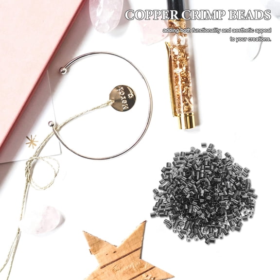 LOLIPPYY 500Pcs Jewelry Crimp Tubes Copper Material Dark Grey Finish for Holds