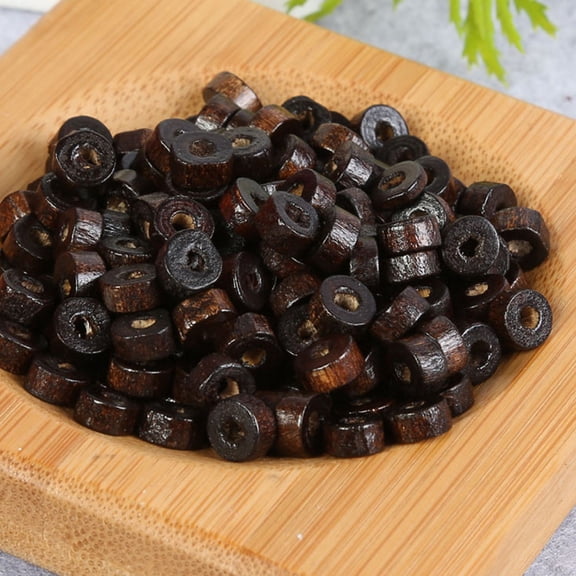 LOLIPPYY 500pcs Coffee Wood Spacer Beads Cylindrical Shape for Jewelry Making Craft Supplies