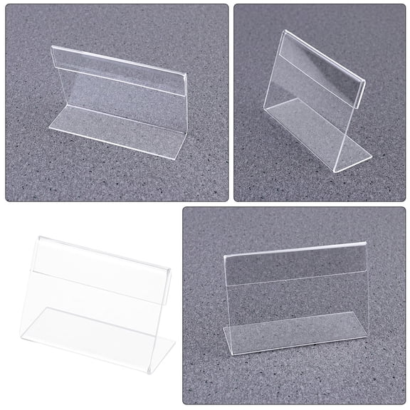 LOLIPPYY 50Pcs Acrylic Table Display Stands Clear Horizontal L Shape for Wedding Uses