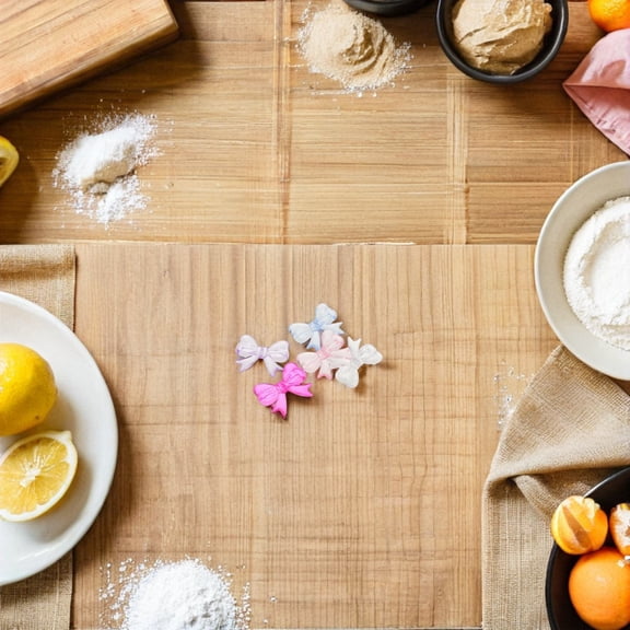 LOLIPPYY 50Pcs Assorted Color Bow Cake Toppers Transparent Acrylic Bowknot Decorations for Party Cakes