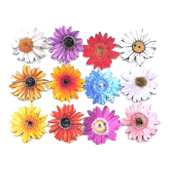 LOLIPPYY 50Pcs Assorted Color Daisy Flower Clothes Buttons Durable Painting Style for DIY Sewing Projects