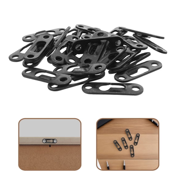 LOLIPPYY 50Pcs Black Metal Picture Frame Back Panel Mounting Hardware for Home Office Use