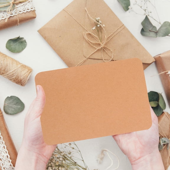 LOLIPPYY 50Pcs Brown Paper Blank Business Cards for Diy Messages