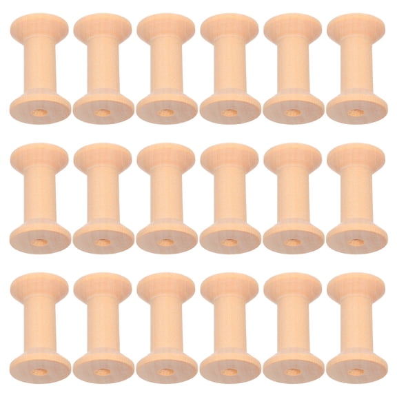 LOLIPPYY 50Pcs Empty Wooden Spools with Stable Base for Twine Yarn Cord Organizer and Beading Use