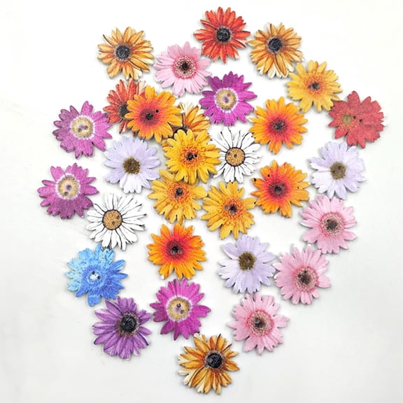 LOLIPPYY 50Pcs Fake Daisy Colorful Sewing Buttons Assorted Color Floral Design Clothing Accessories for DIY Fashion