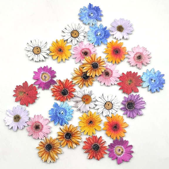 LOLIPPYY 50Pcs Fake Daisy Colorful Sewing Buttons Assorted Color Floral Design Clothing Accessories for DIY Fashion