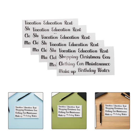 LOLIPPYY 50Pcs Finance Planner Stickers Black Cash Budgeting Labels with Transparent Self Adhesive
