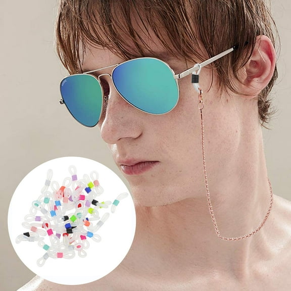 LOLIPPYY 50Pcs Glasses Chain Ends Rubber Eyeglasses Chain Ends Multi-Color Holder Retainer Daily Use Back to School