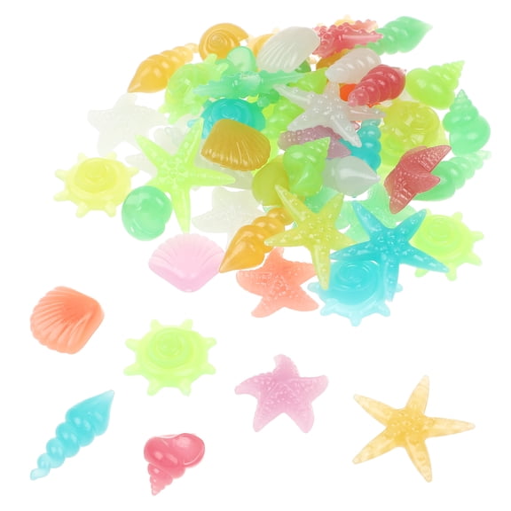 LOLIPPYY 50Pcs Glow in Dark Resin Sea Shell Embellishments for Fish Tank and Beach Wedding