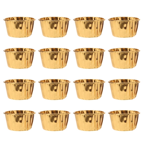 LOLIPPYY 50Pcs Gold Paper Baking Cups Heat Resistant Cupcake Wrappers for Parties