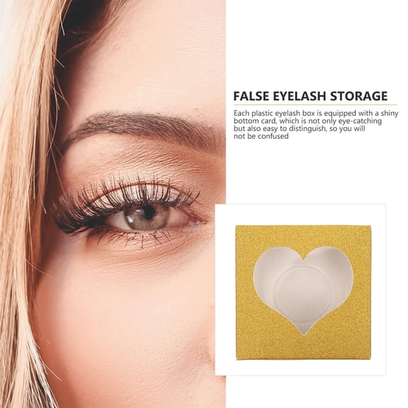 LOLIPPYY 50Pcs Golden Glitter Eyelash Storage Box Portable Lash Organizer with Transparent Window