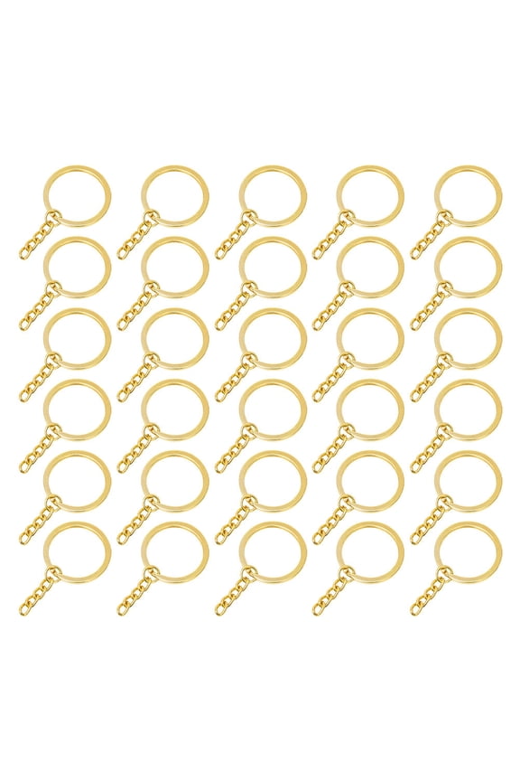50-Pack Metal Split Key with Chain, Circular Keychain Connectors for Crafts and Accessories