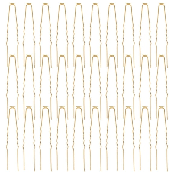 LOLIPPYY 50 Pieces Golden Metal U-Shaped Hair Pins for Bridal Styling, Secure and Comfortable Hold for Buns and Chignons