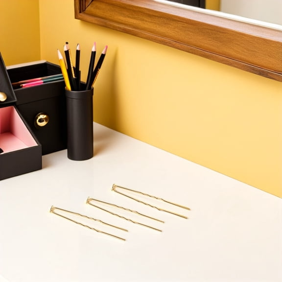 LOLIPPYY 50Pcs Golden U Shaped Hair Pins Metal Bridal Hairpin for Everyday Hair Styling and Bridal