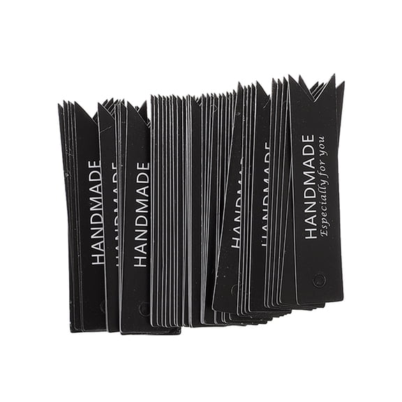 LOLIPPYY 50Pcs Handmade Candle Hanging Paper Tags Black Decorative Durable Labels for Presents