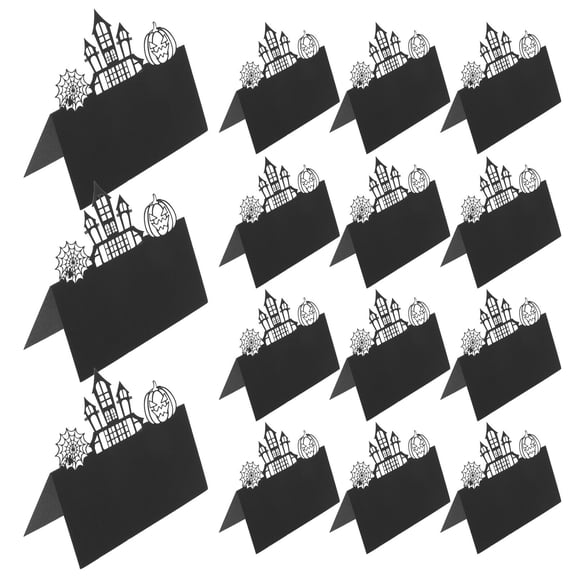 LOLIPPYY 50Pcs Hollow Place Cards for Wedding Table Setting Elegant Black Paper Seating Cards