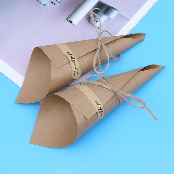 LOLIPPYY 50Pcs Khaki Paper Cone Bouquet Wrap Vintage Style Perfect for Wedding and Special Occasions